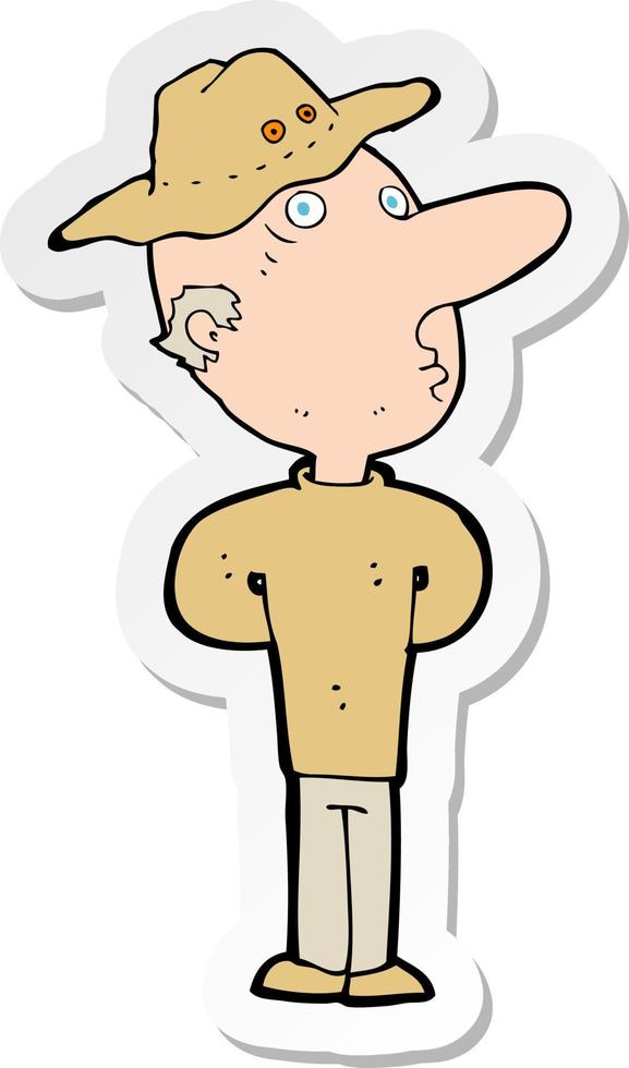 sticker of a cartoon man in hat vector