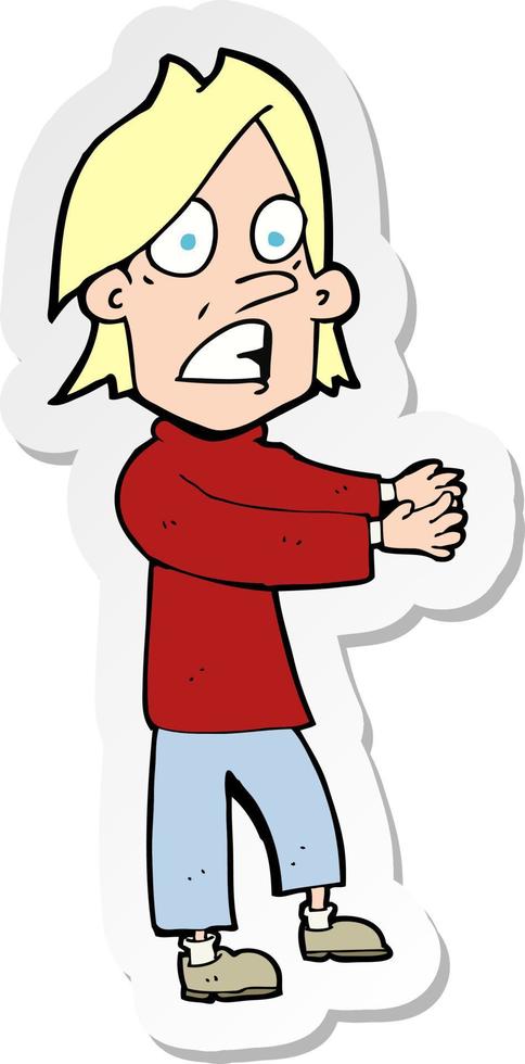 sticker of a cartoon shocked man vector