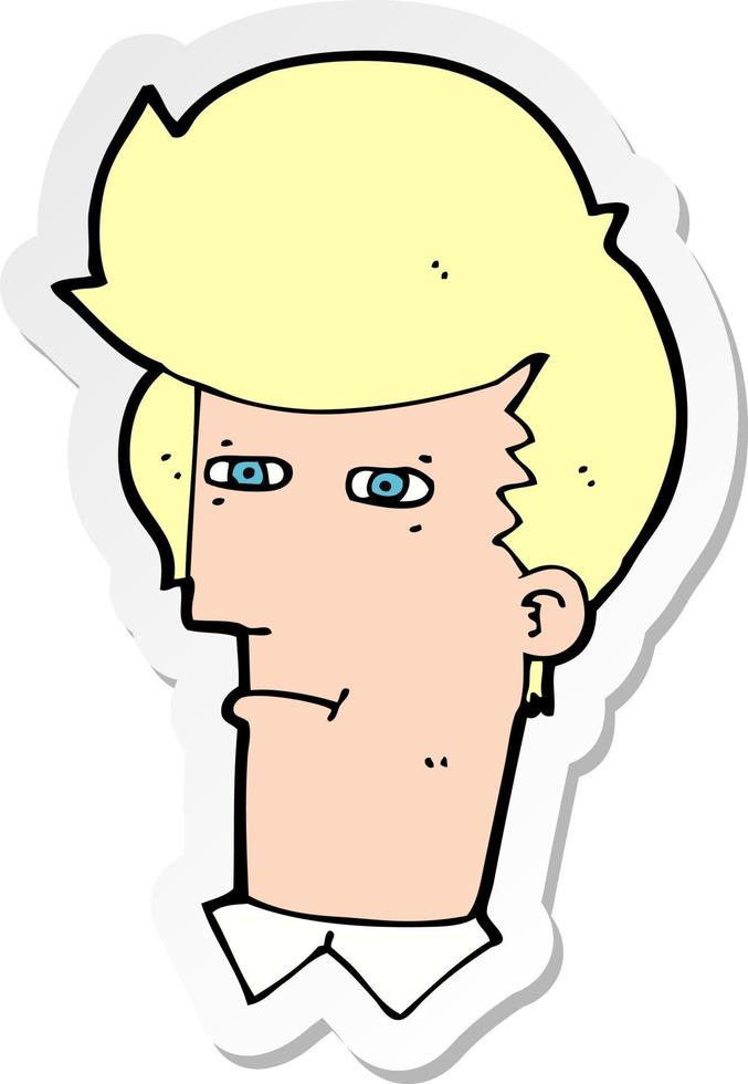 sticker of a cartoon man narrowing eyes vector