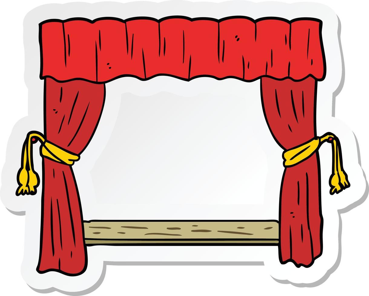 sticker of a cartoon open curtains vector