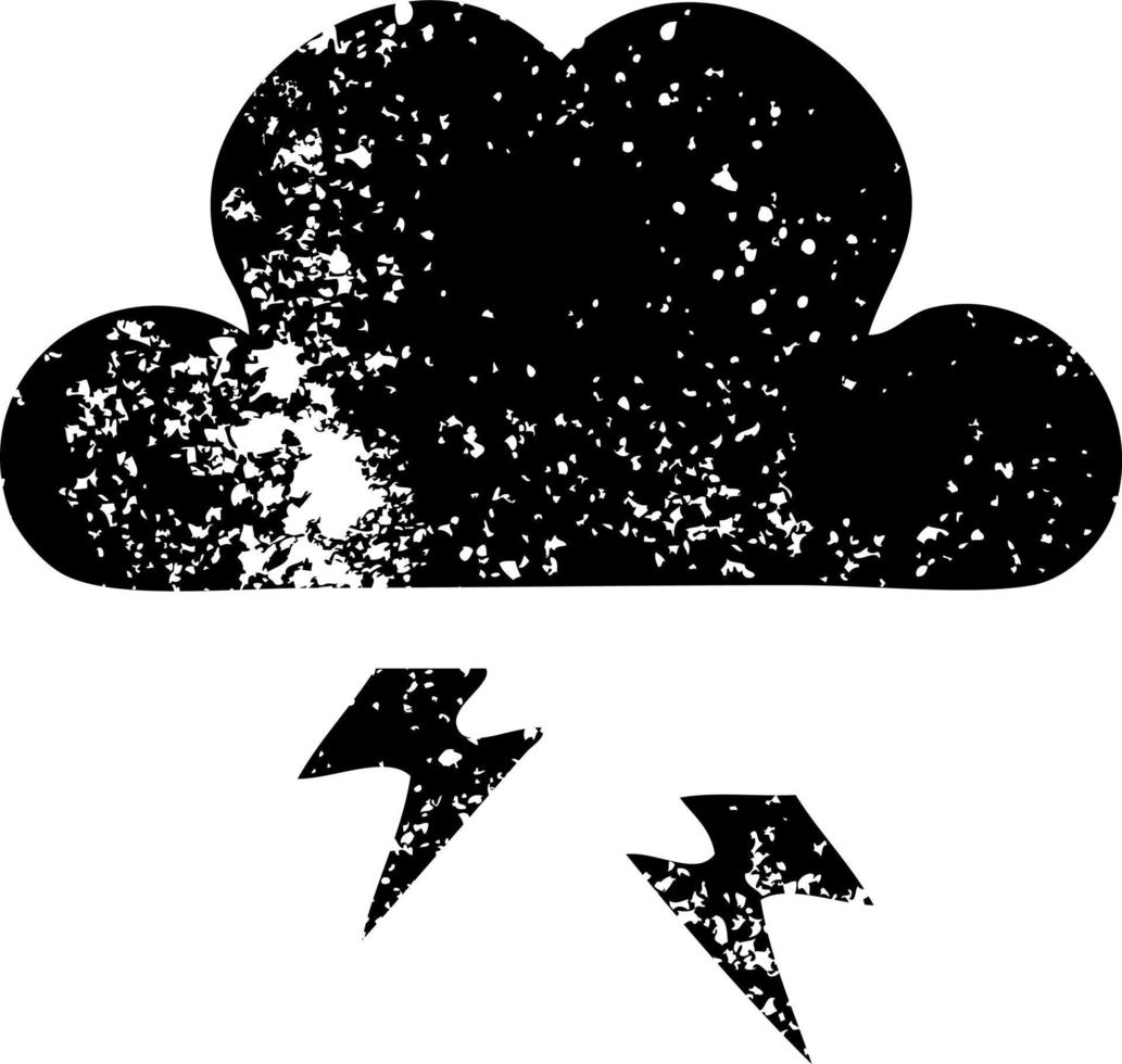 distressed symbol thunder cloud vector