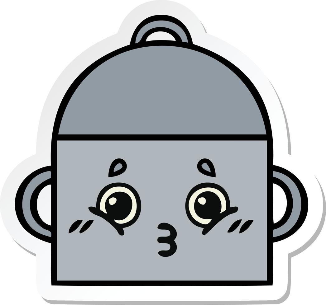 sticker of a cute cartoon cooking pot vector