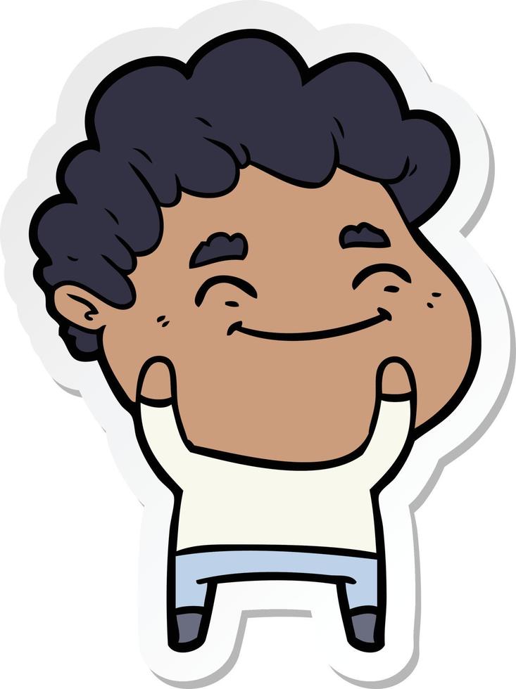 sticker of a cartoon friendly man vector