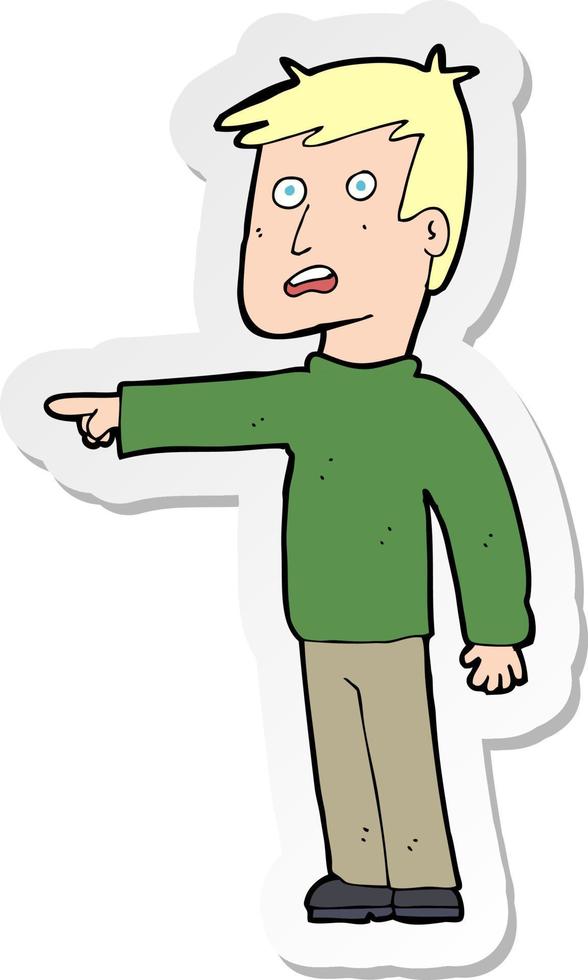 sticker of a cartoon pointing man vector