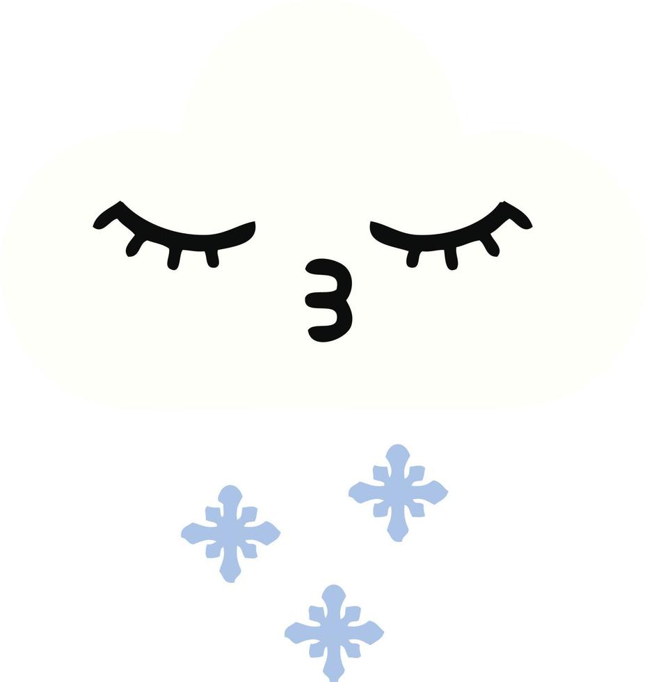 flat color retro cartoon snow cloud vector