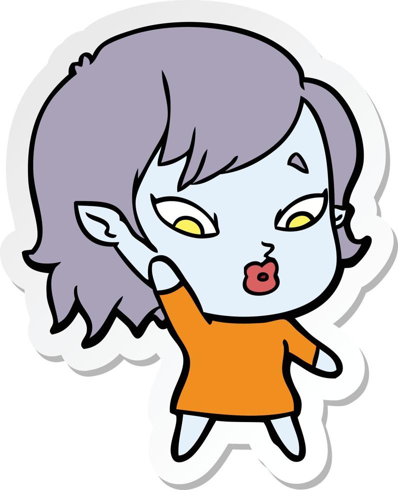 sticker of a cute cartoon vampire girl vector