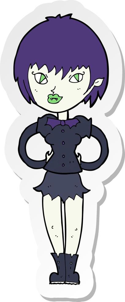 sticker of a cartoon pretty vampire girl vector
