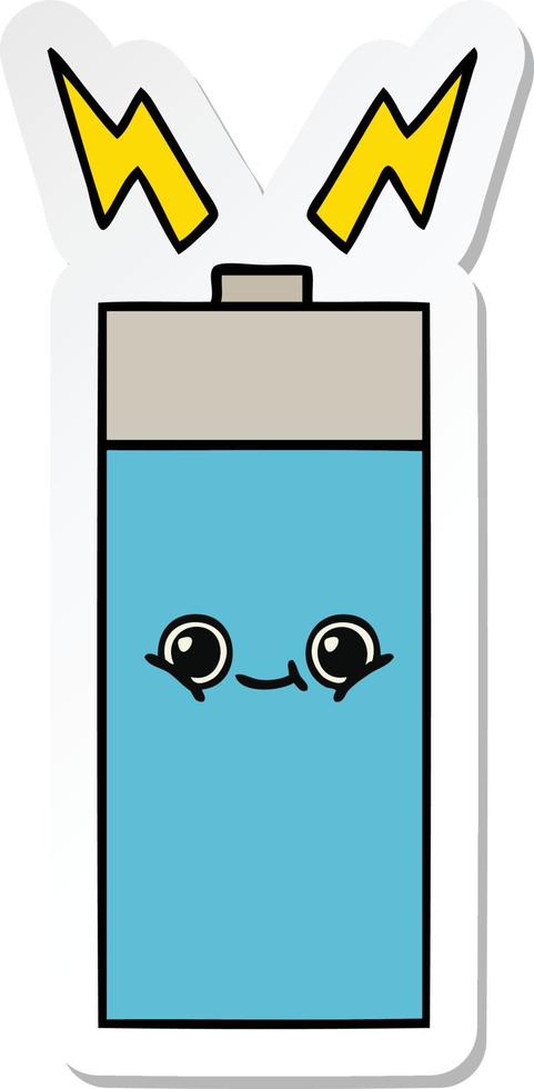 sticker of a cute cartoon battery vector