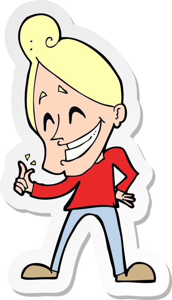 sticker of a cartoon man snapping fingers vector