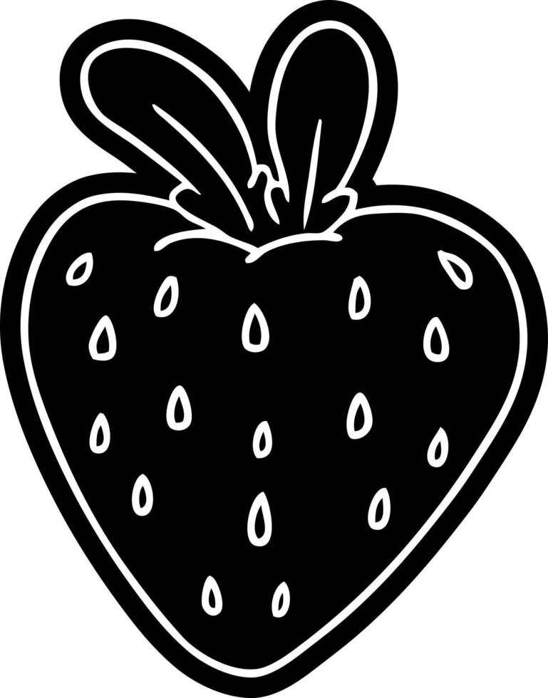 cartoon icon drawing of a fresh strawberry vector
