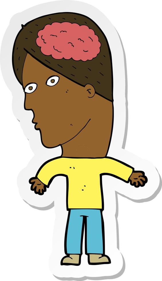 sticker of a cartoon man with brain symbol vector