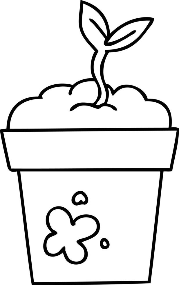 quirky line drawing cartoon seedling vector