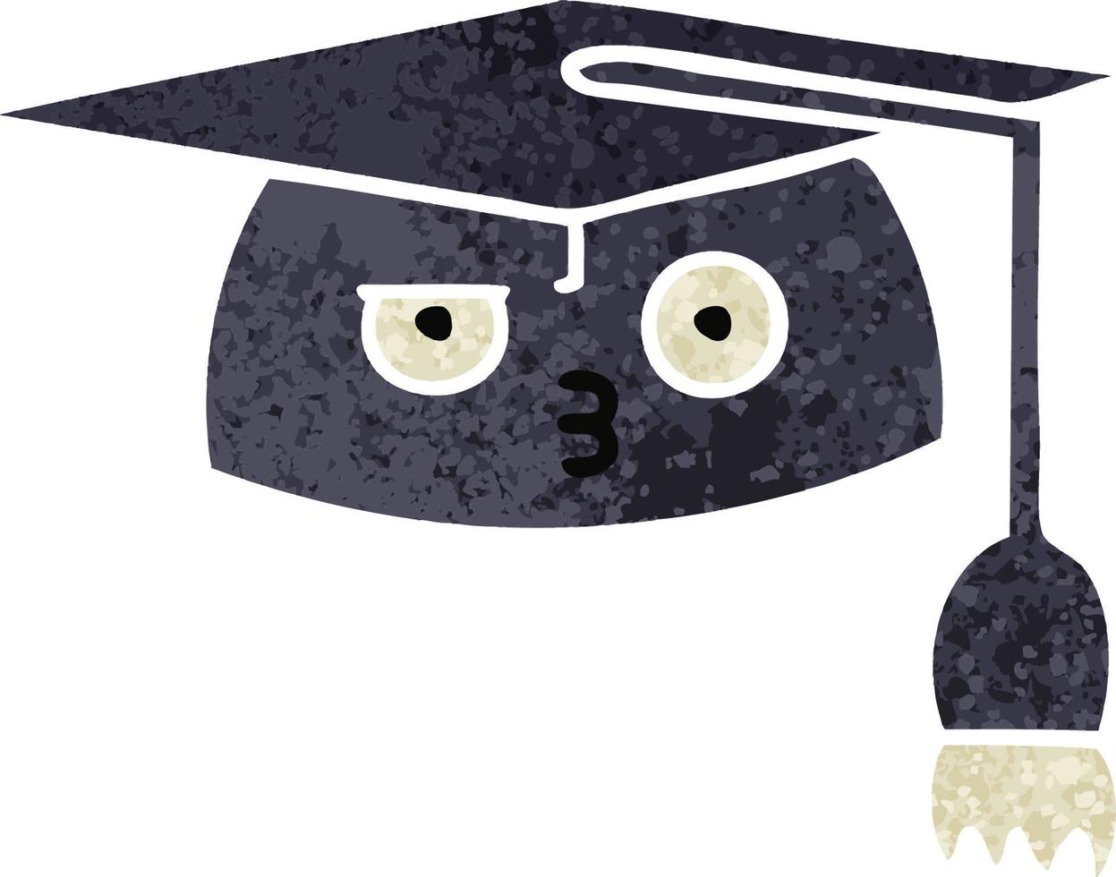 sombrero de graduación de dibujos animados de estilo de ilustración retro vector