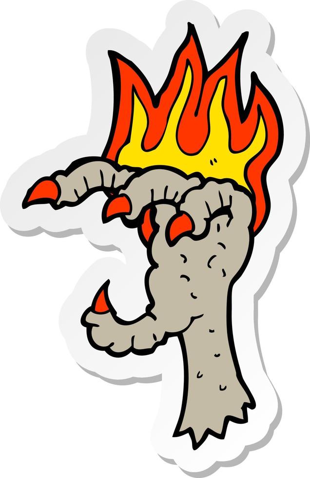 sticker of a cartoon spooky claw vector