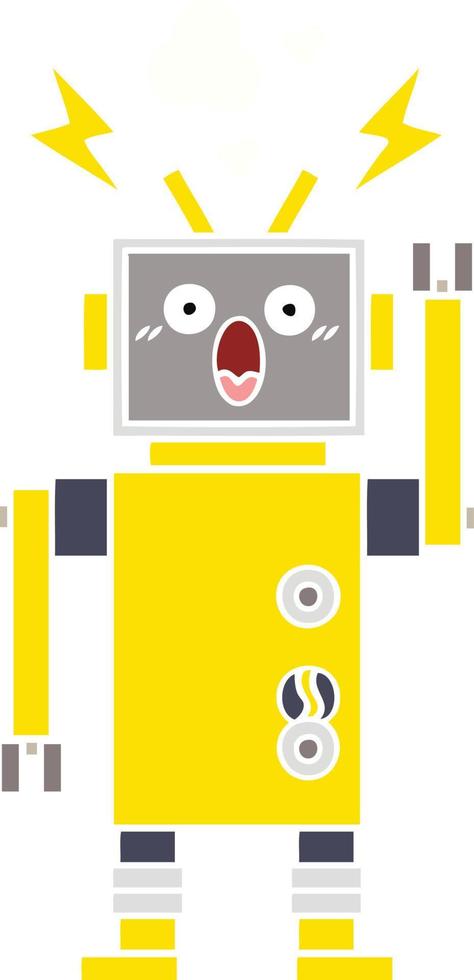 flat color retro cartoon robot vector