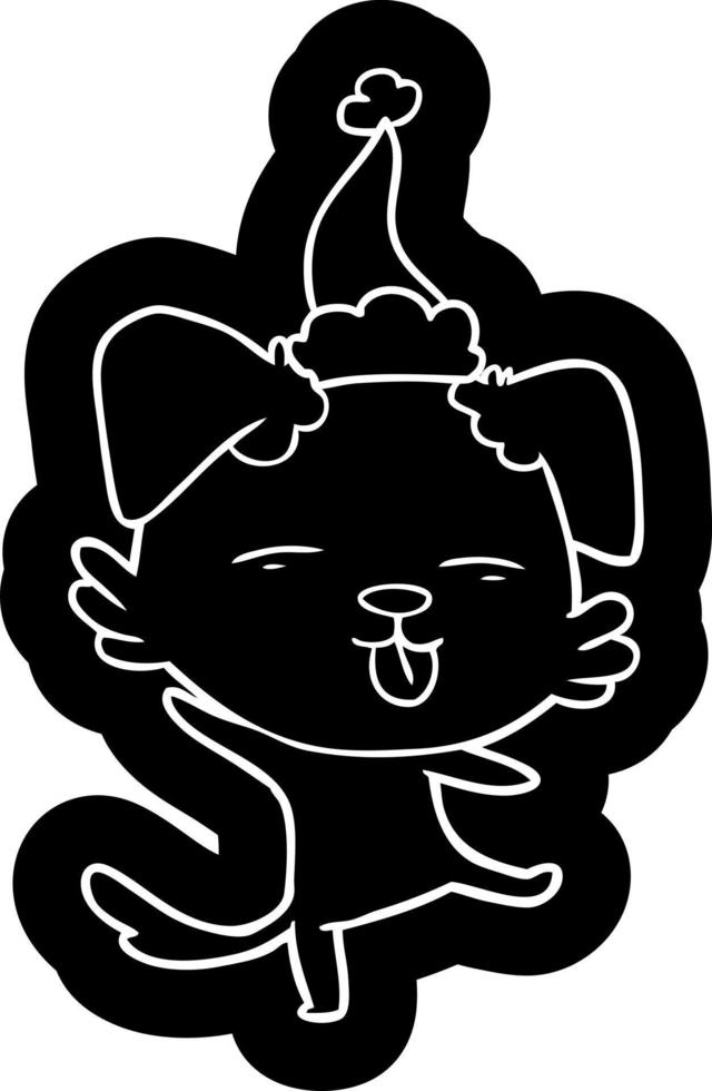 cartoon icon of a dancing dog wearing santa hat vector