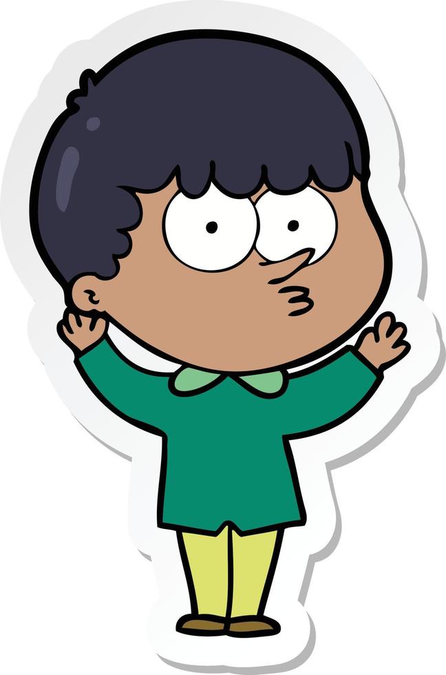 sticker of a cartoon curious boy vector