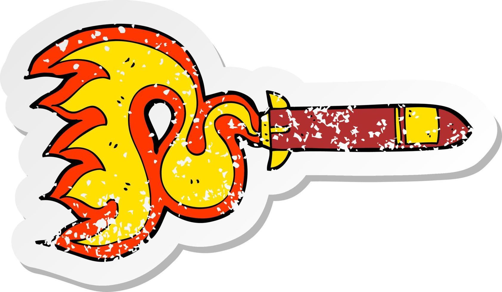 retro distressed sticker of a cartoon missile vector