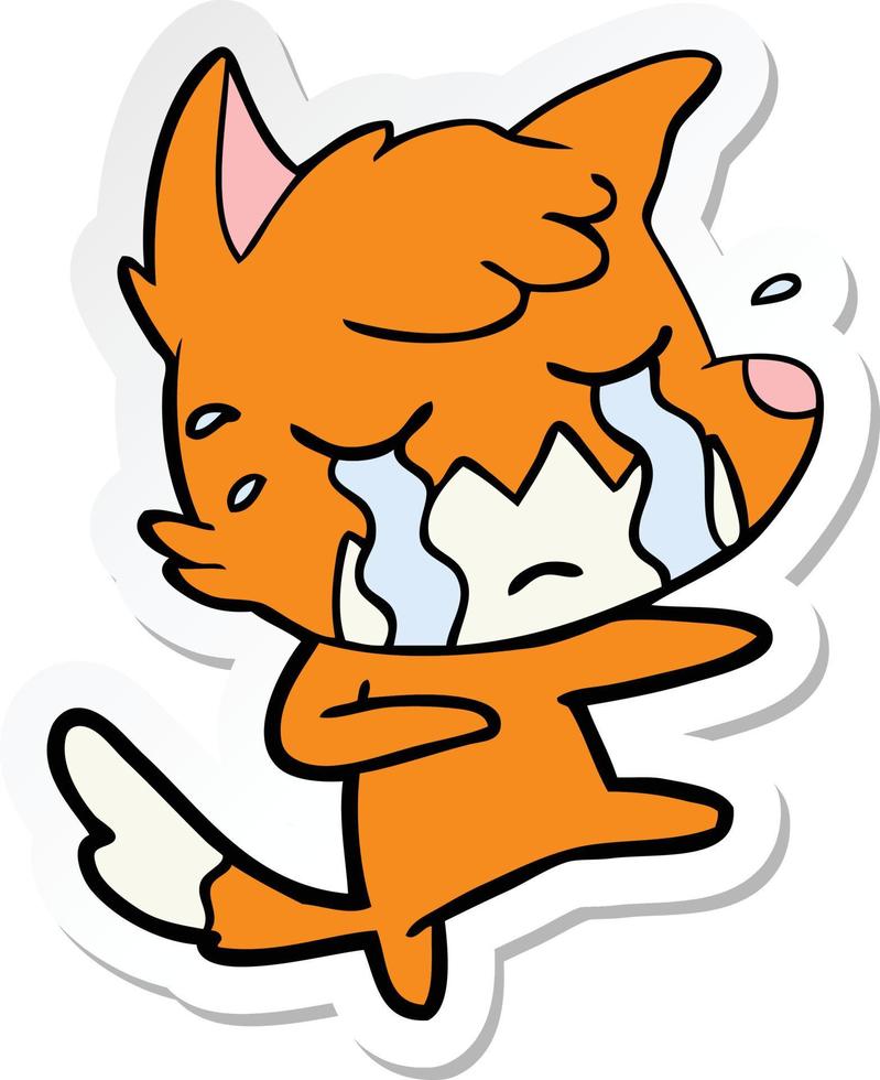 sticker of a crying fox cartoon dancing vector