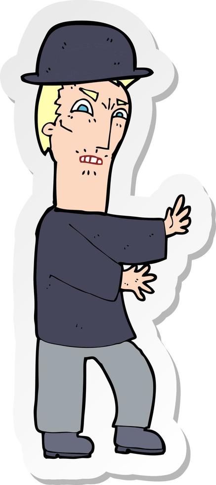 sticker of a cartoon man wearing bowler hat vector