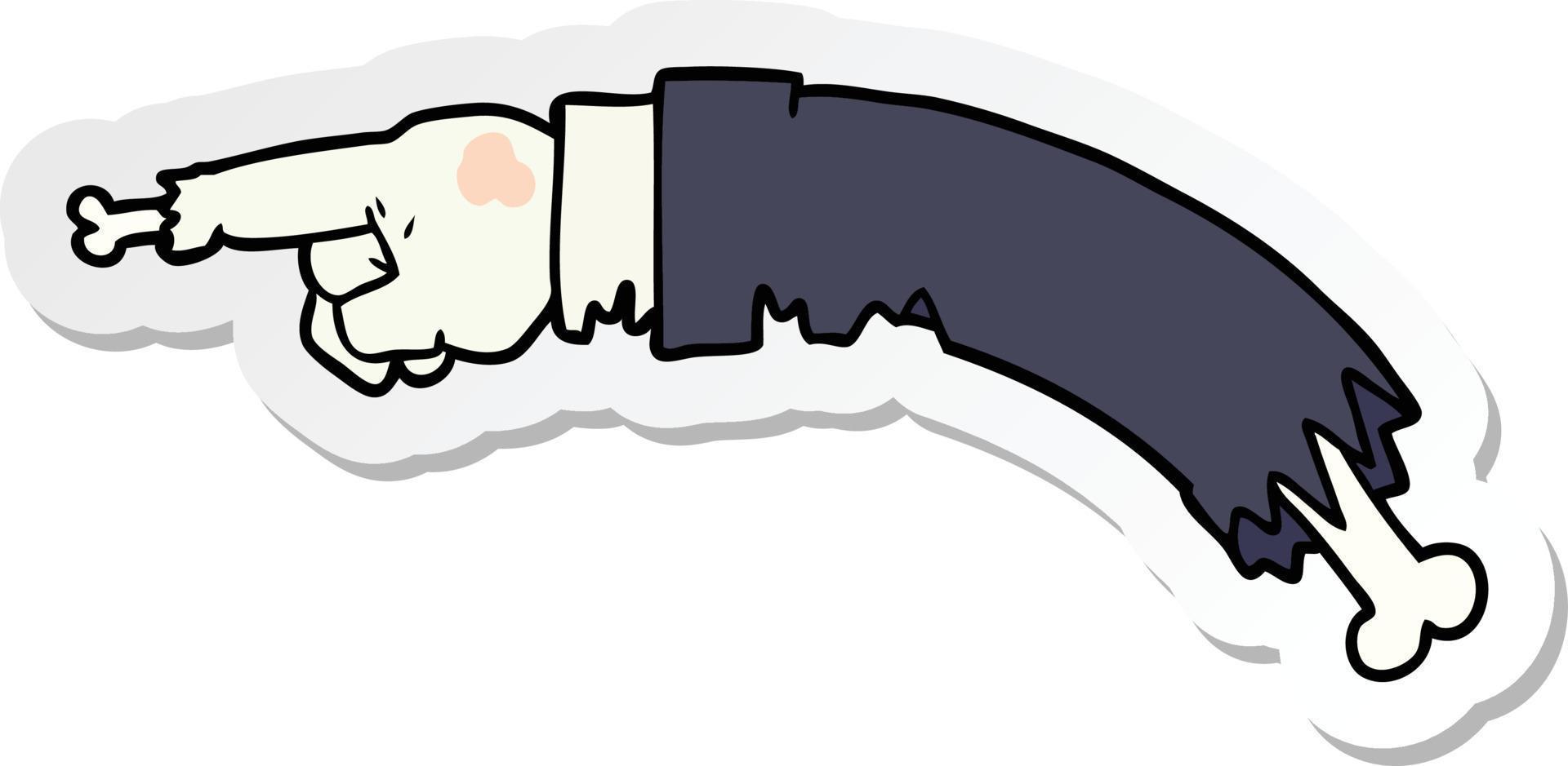 sticker of a cartoon pointing zombie hand vector