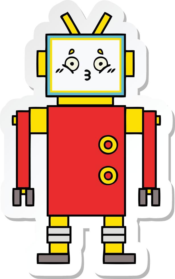 sticker of a cute cartoon robot vector