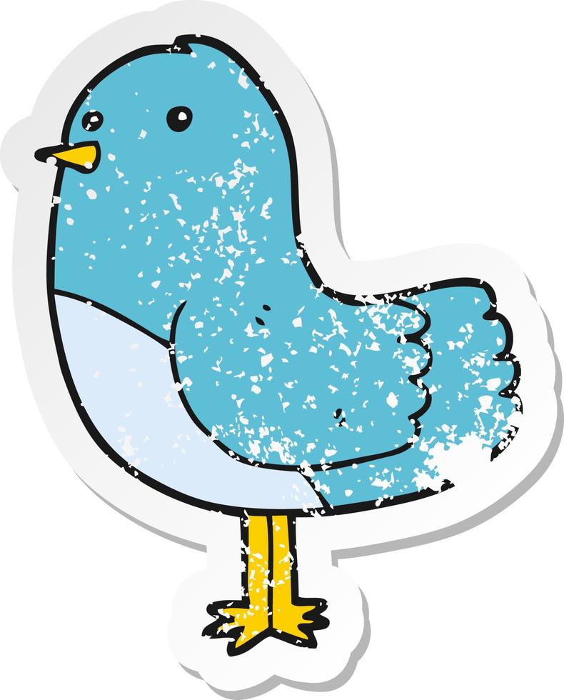 distressed sticker of a cartoon bird vector