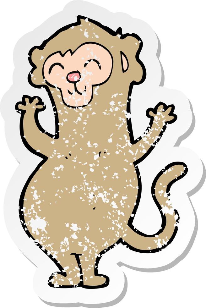 retro distressed sticker of a cartoon monkey vector