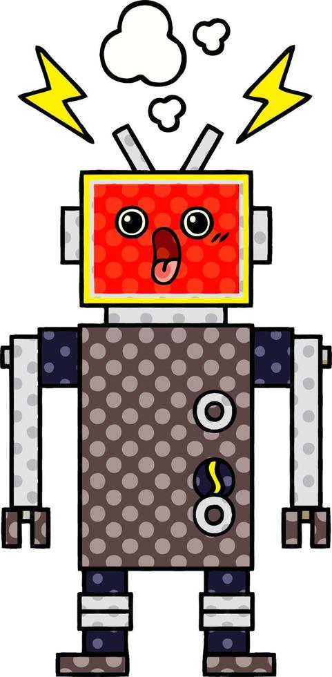 comic book style cartoon robot malfunction vector