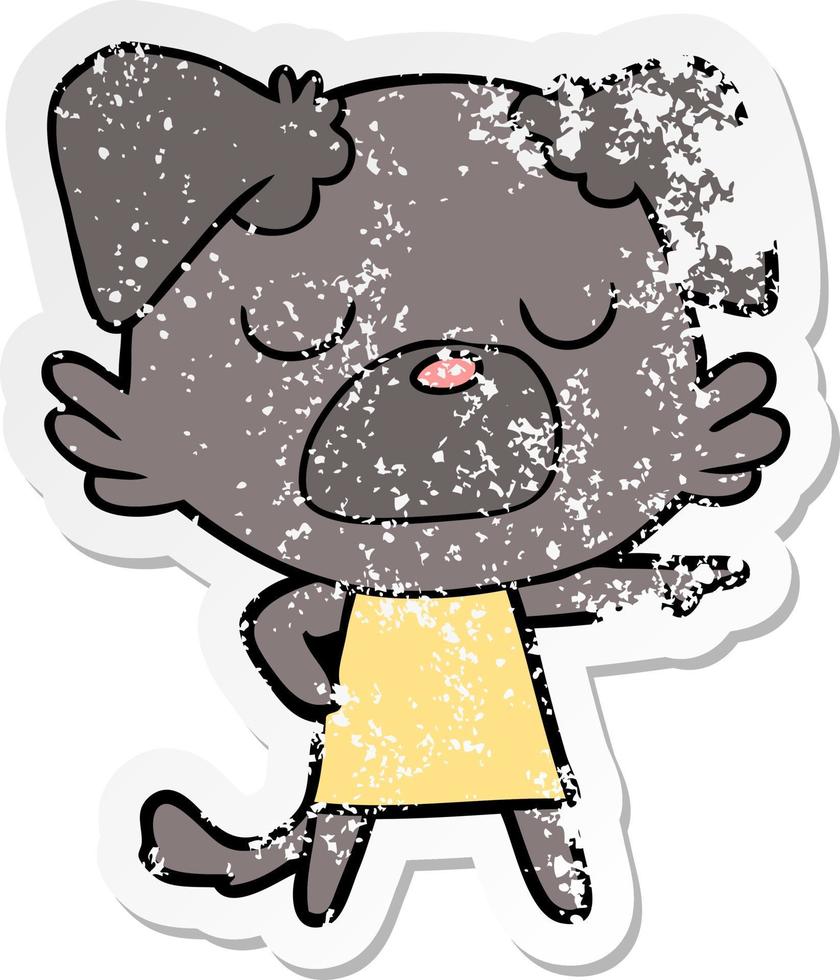 distressed sticker of a cartoon dog vector