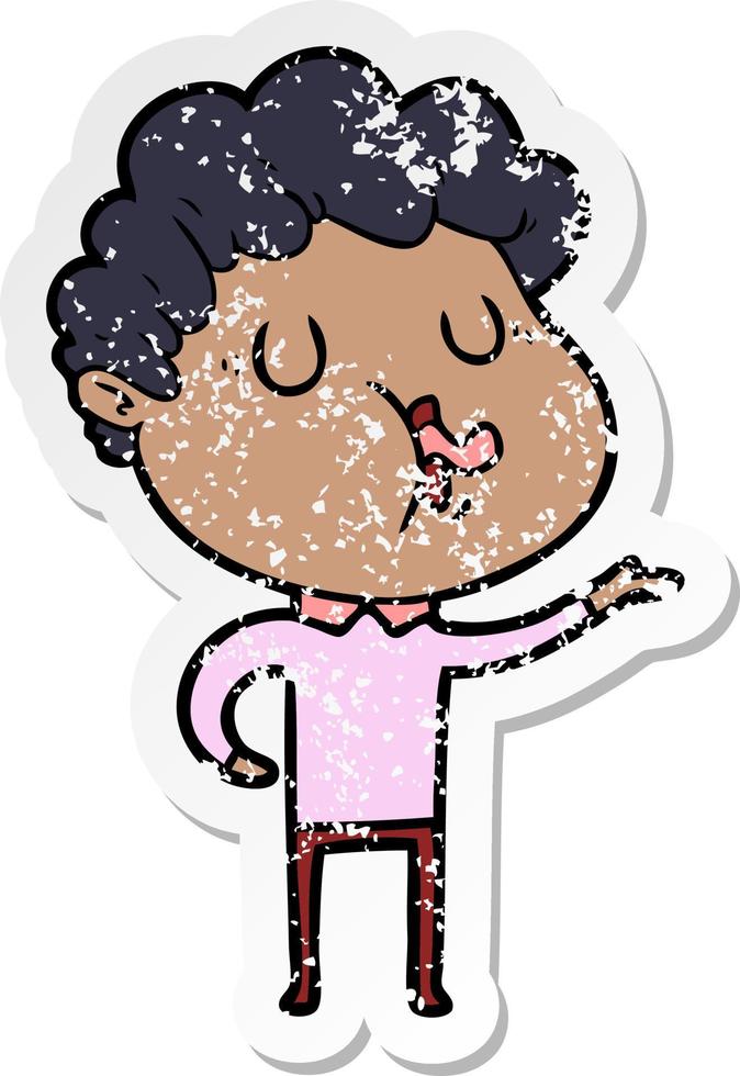 distressed sticker of a cartoon man singing vector