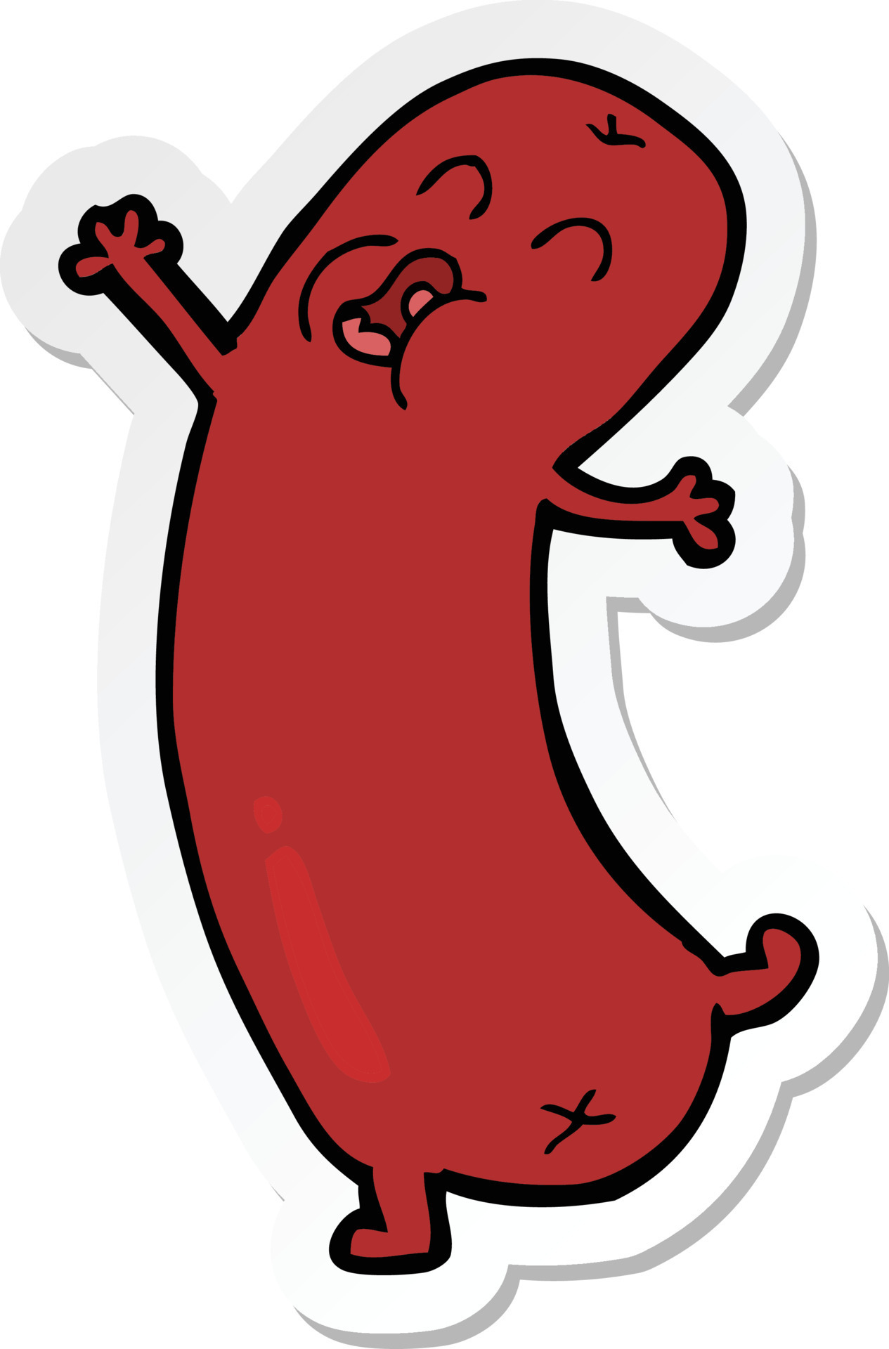 sticker of a cartoon dancing sausage 11750599 Vector Art at Vecteezy