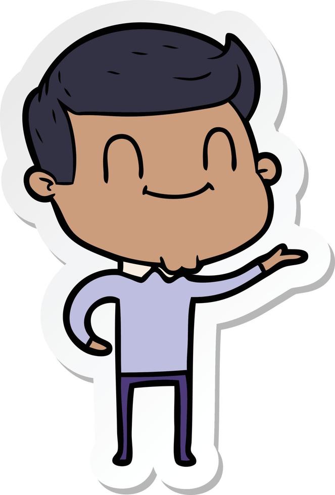 sticker of a cartoon friendly man vector