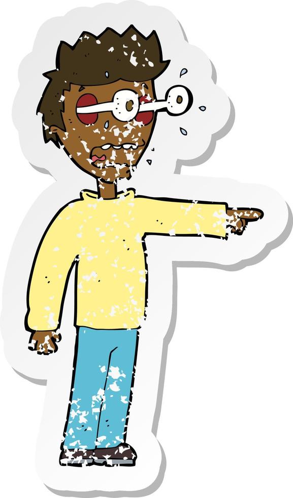 retro distressed sticker of a cartoon man with popping out eyes vector