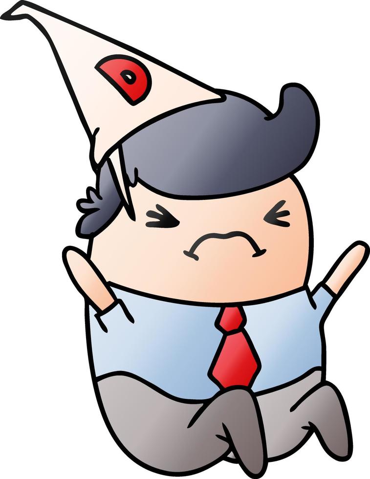 gradient cartoon kawaii man in dunce hat vector