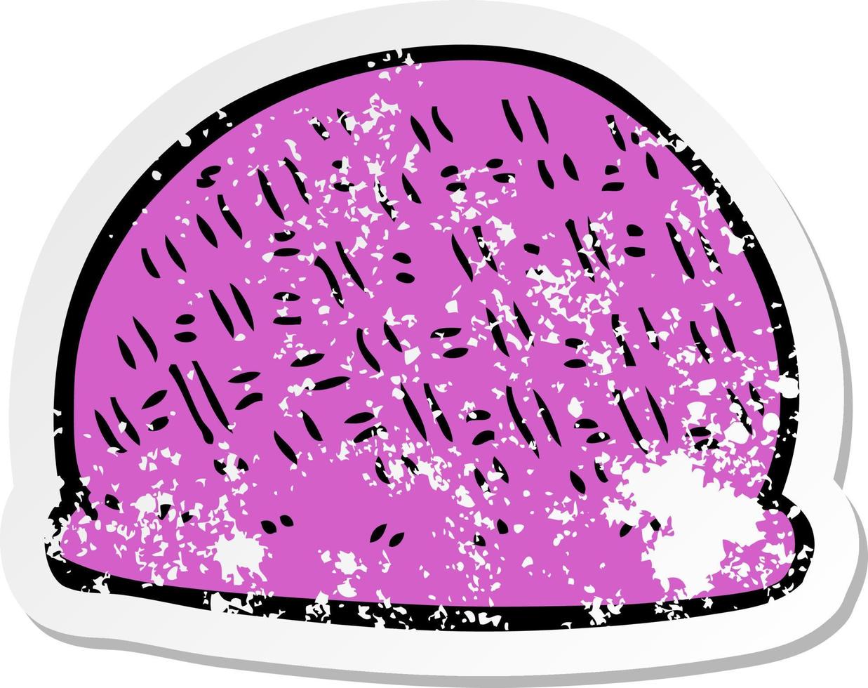 retro distressed sticker of a cartoon hat vector