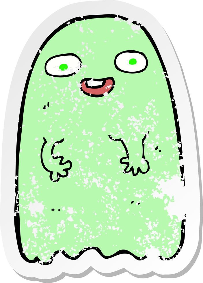 retro distressed sticker of a funny cartoon ghost vector