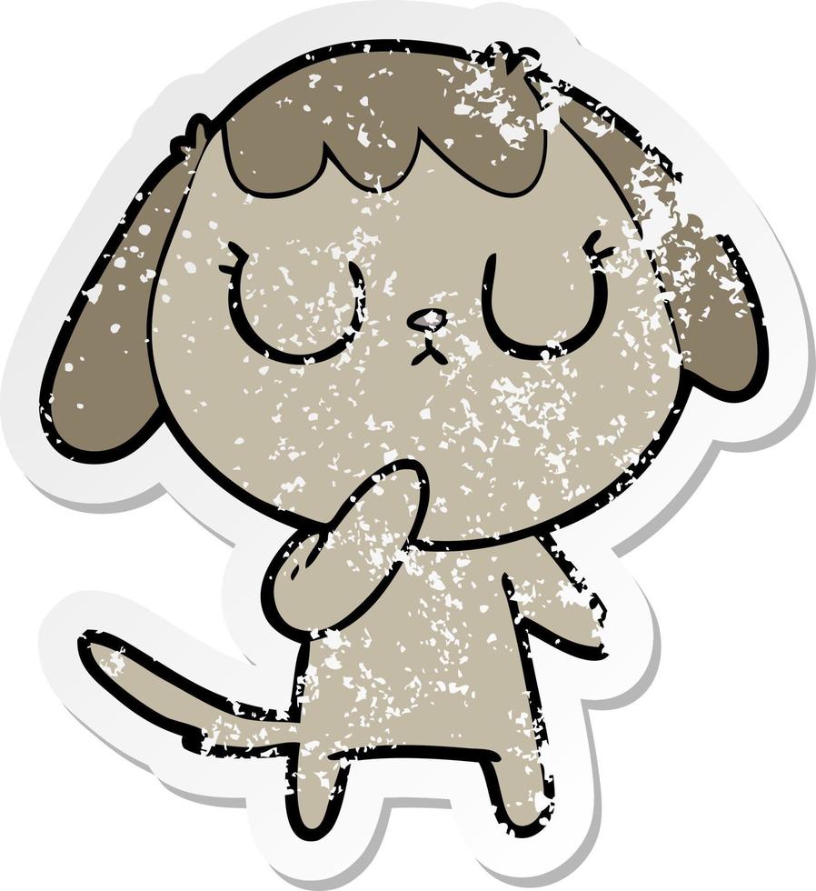 distressed sticker of a cute cartoon dog vector