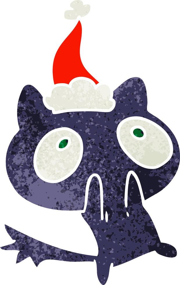 christmas retro cartoon of kawaii cat vector