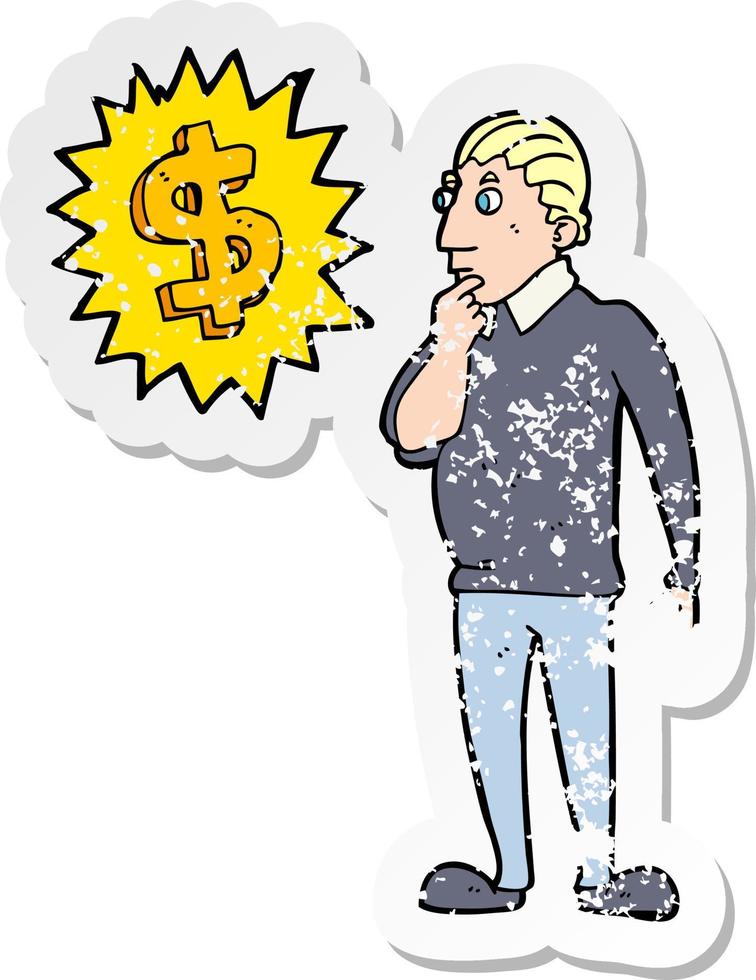 retro distressed sticker of a making money cartoon vector