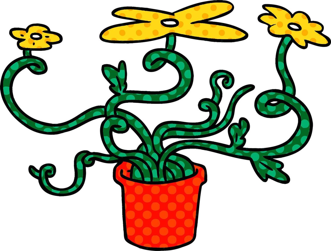 cartoon doodle of a flower plant vector