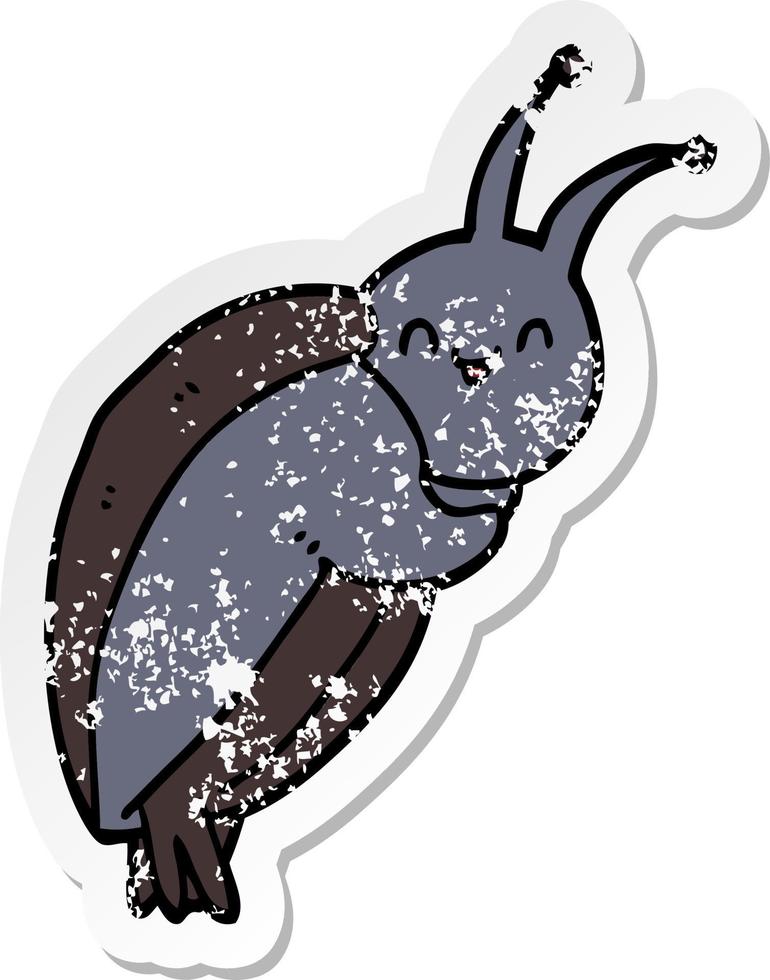 distressed sticker of a cute cartoon beetle vector