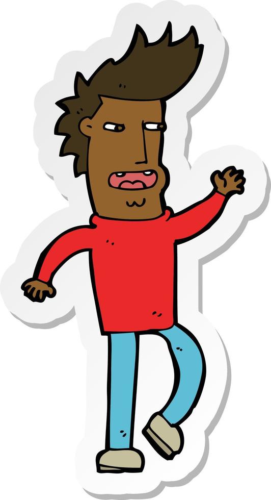 sticker of a cartoon loudmouth man vector