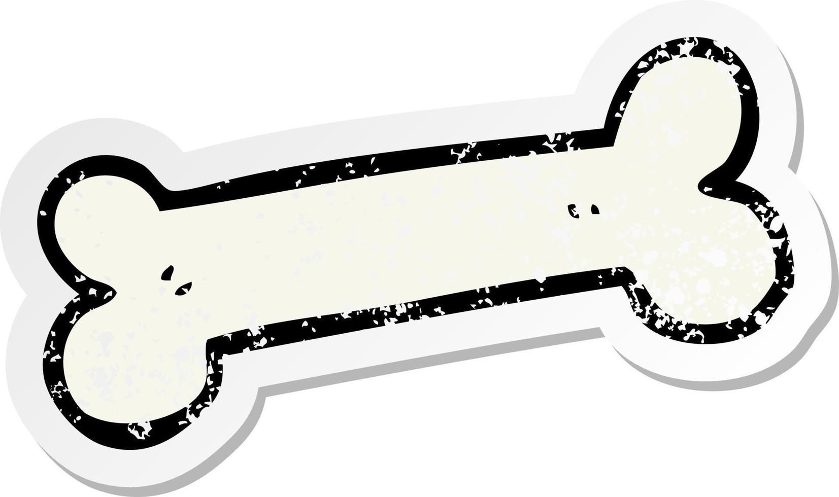 distressed sticker of a cartoon bone vector