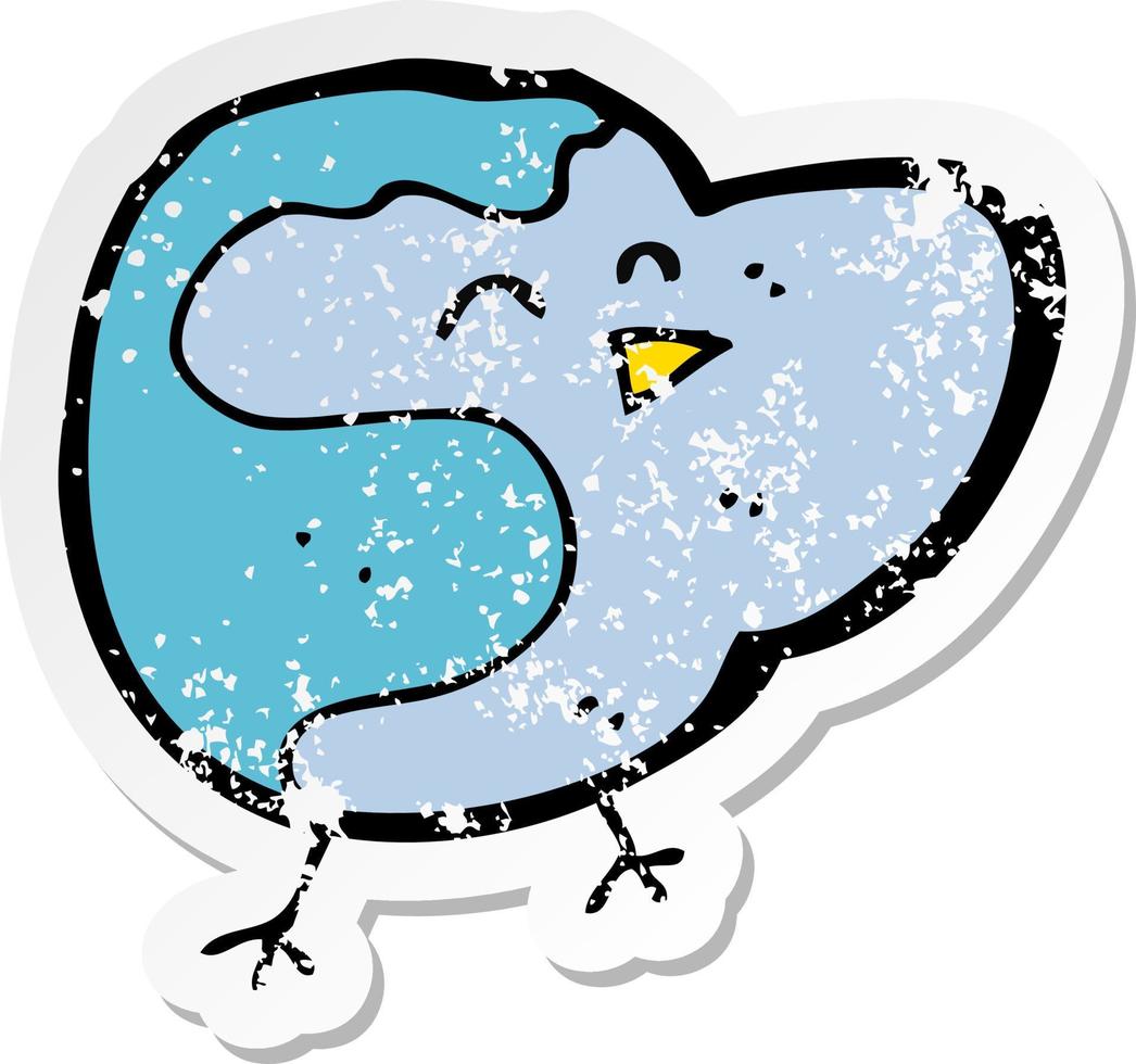 retro distressed sticker of a cartoon bird vector