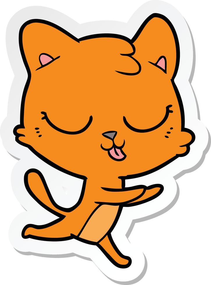 sticker of a cartoon hissing cat vector
