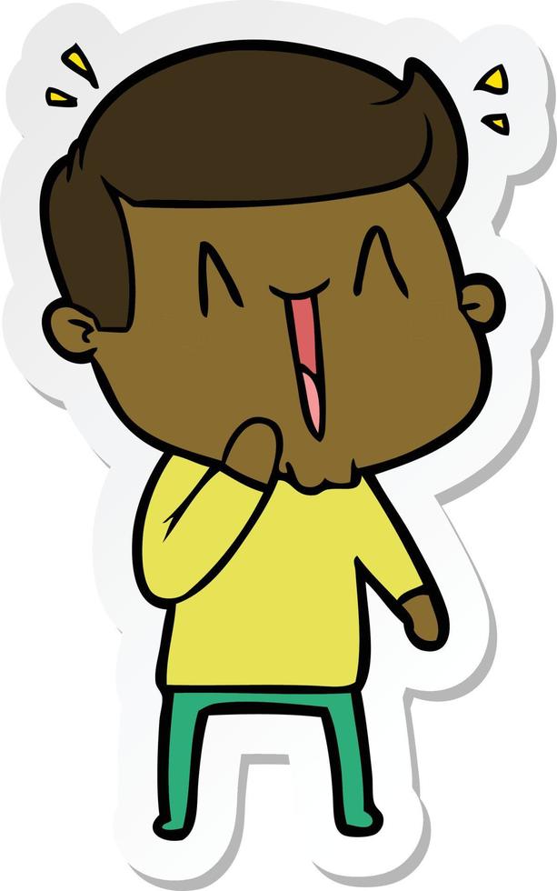 sticker of a cartoon excited man vector