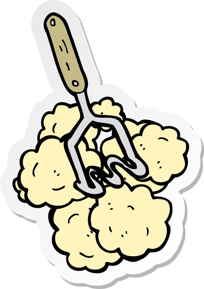 sticker of a cartoon potato masher vector