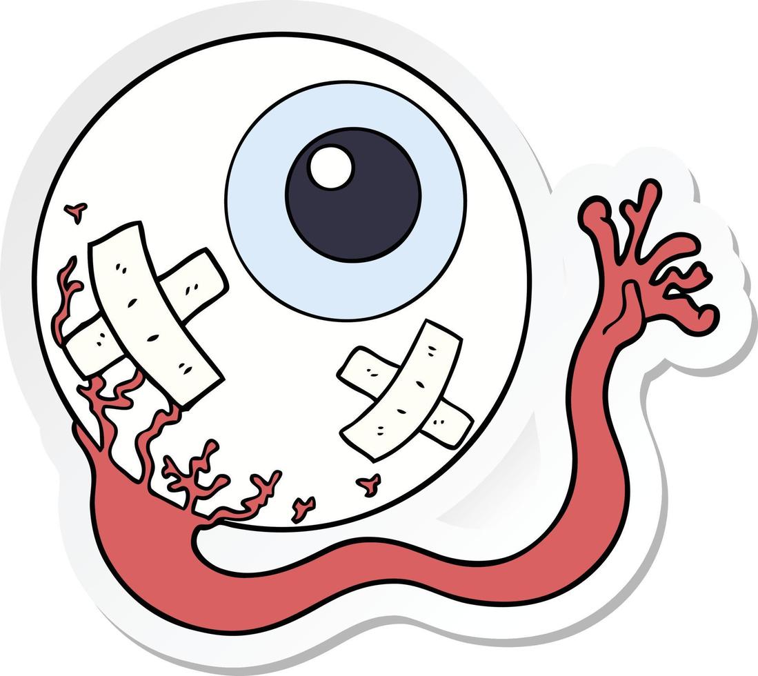 sticker of a cartoon injured eyeball vector