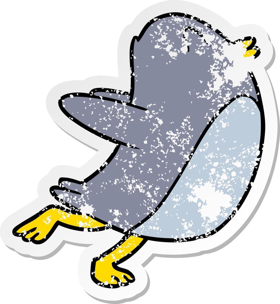 distressed sticker of a penguin jumping vector